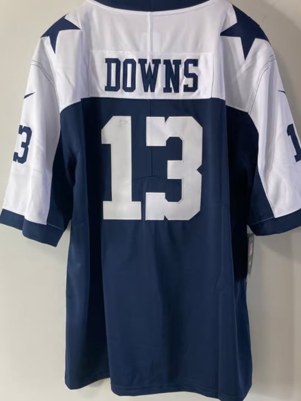 Caleb Downs Navy Stitched Jersey Vapor White